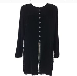 Black Velvet Jacket Vintage 12 Boho Gothic Halloween Costume Steampunk Victorian
